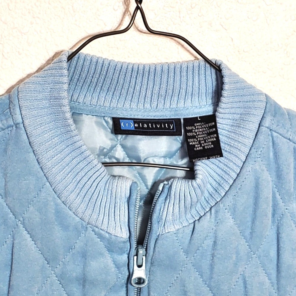 Relativity Womens Small Quilted Puffer Vest Sky Blue Full zip sleeveless - Picture 7 of 8